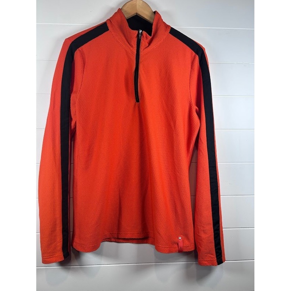 Lauren Ralph Lauren RL Active Orange Black Textured 1/4 Zip Pullover XL
